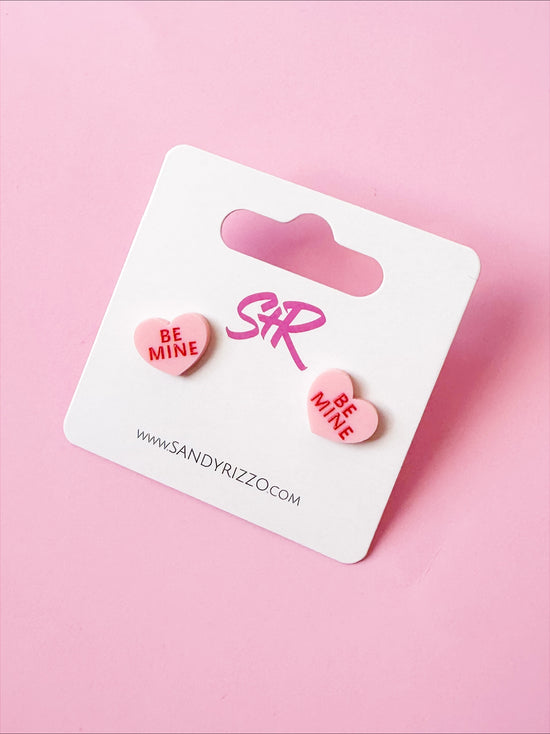 Pink Conversation Heart Stud