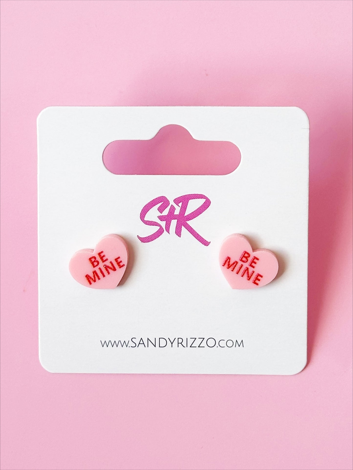 Pink Conversation Heart Stud