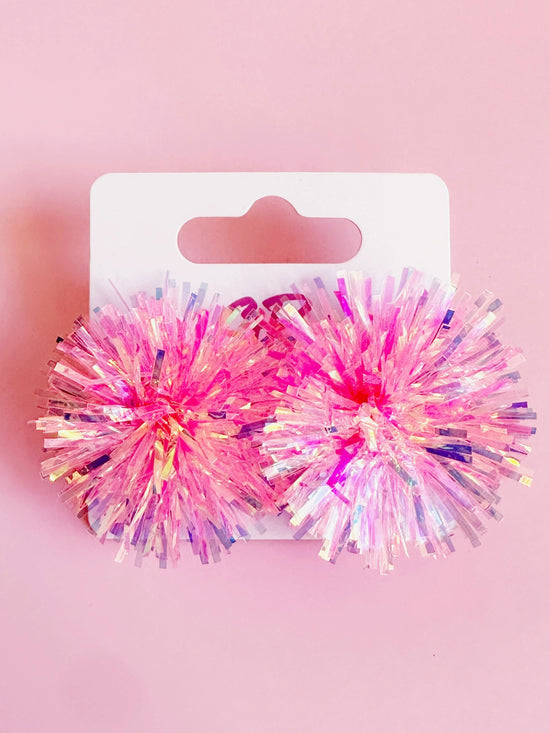 Pink Party Pom Stud