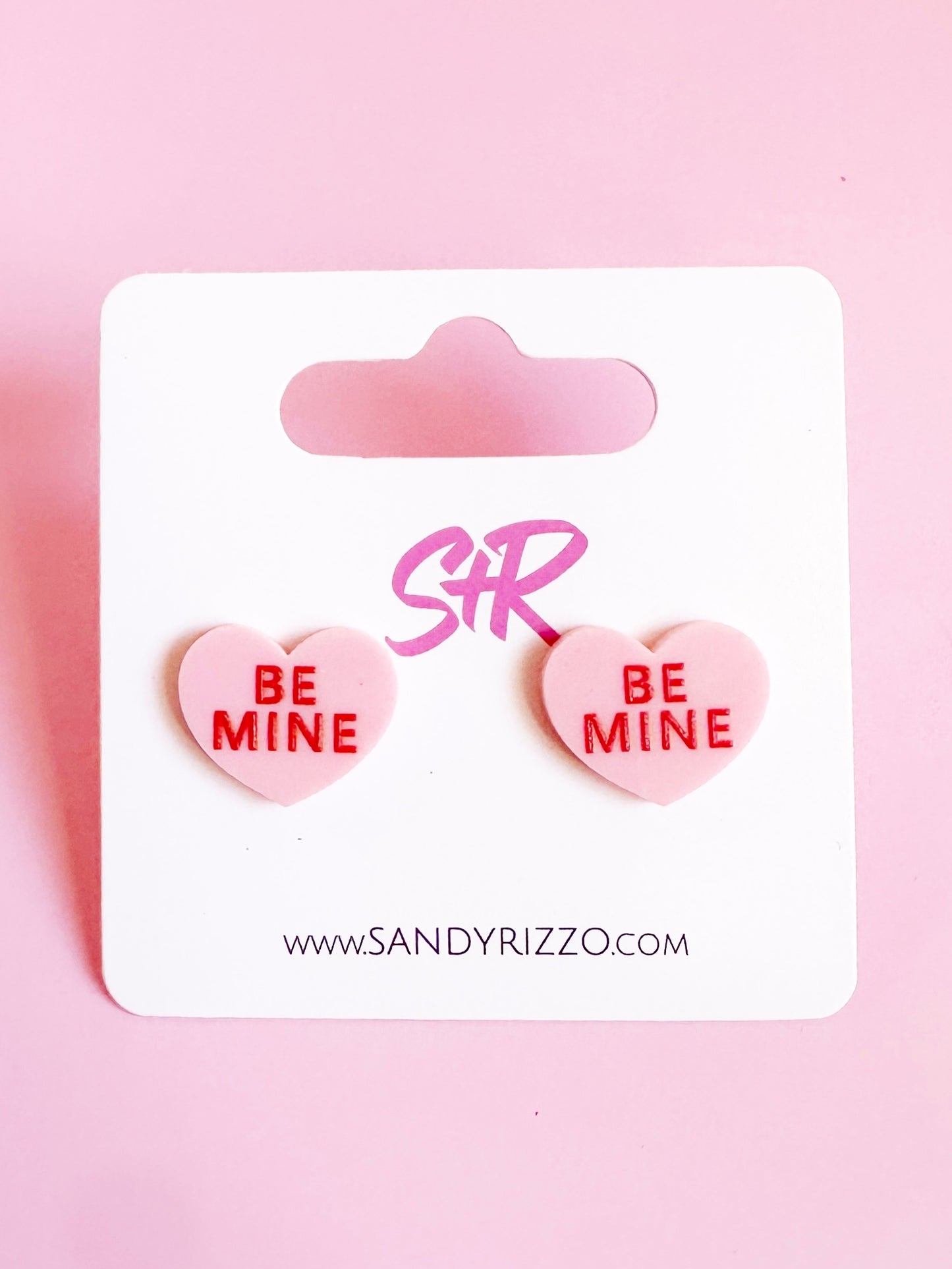 Pink Conversation Heart Stud