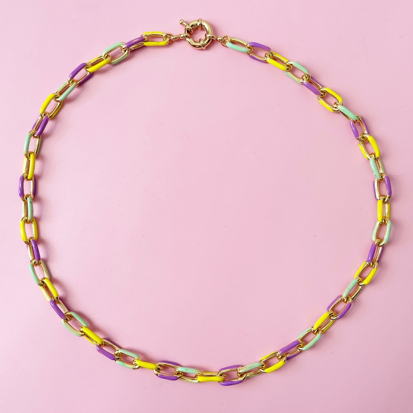 Mardi Gras 19" Enamel Chain Necklace