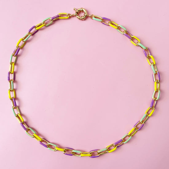 Mardi Gras 19" Enamel Chain Necklace