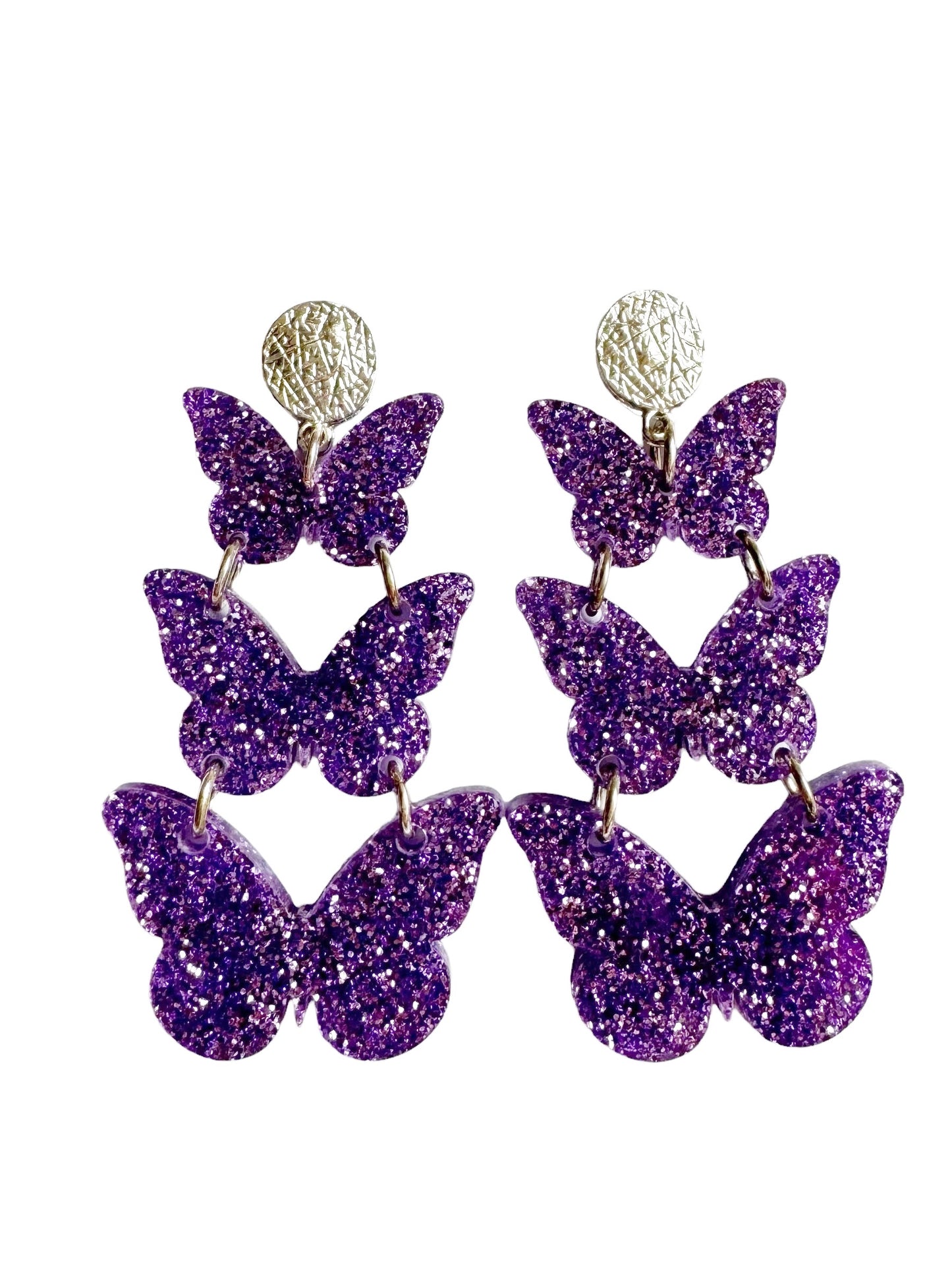 Lavender Glitter Triple Butterfly