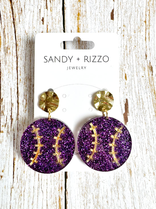 Purple and Gold Baseball Dangle