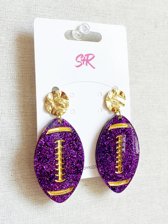 Purple Glitter Football with Gold Laces