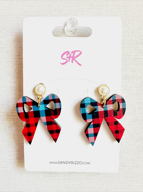 Small Fall Plaid Bow Dangle