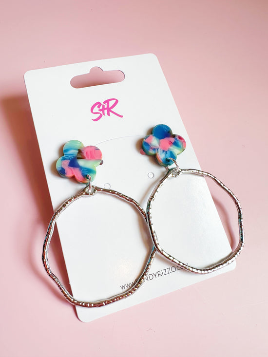 Pink and Blue Quatrefoil Hoops