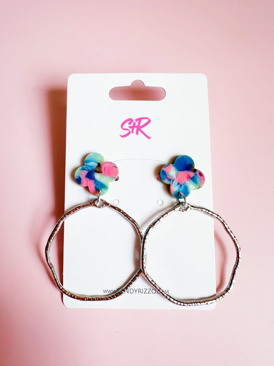 Pink and Blue Quatrefoil Hoops