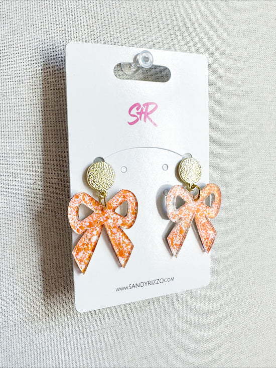 Orange and White Small Glitter Bow