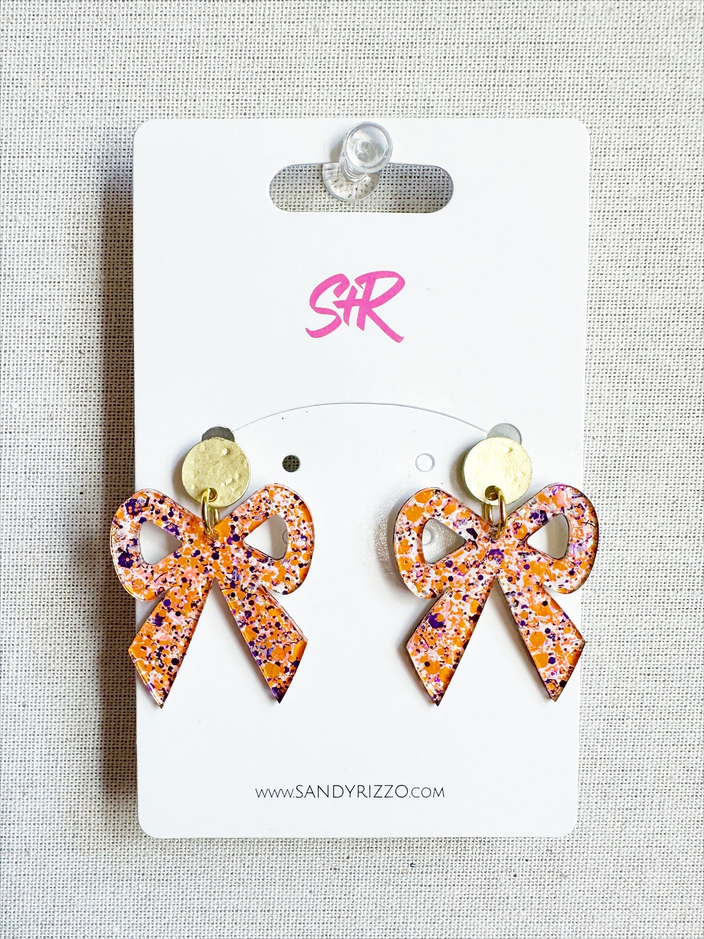 Purple and Orange Small Glitter Bow