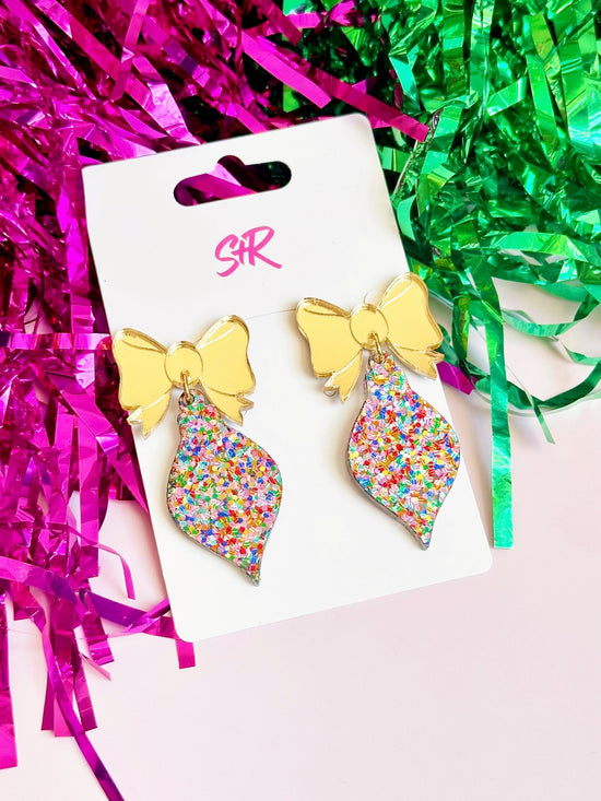 Confetti Dot Ornament with Gold Bow