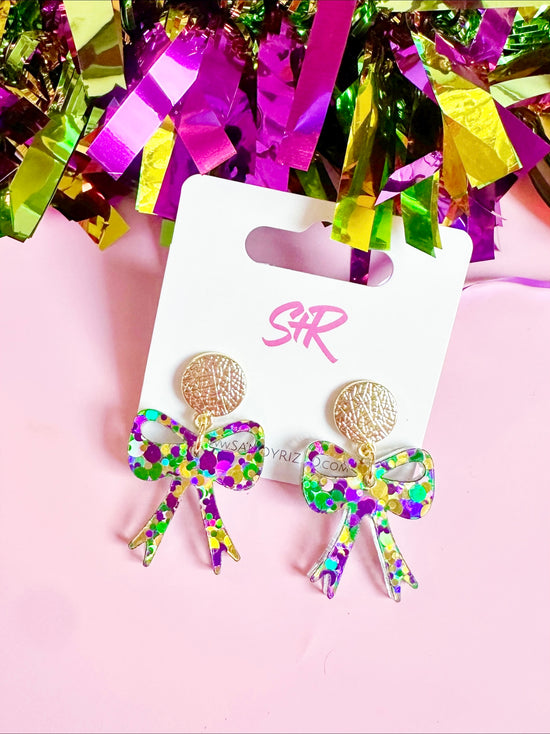 Mardi Gras Petite Bow Dangle