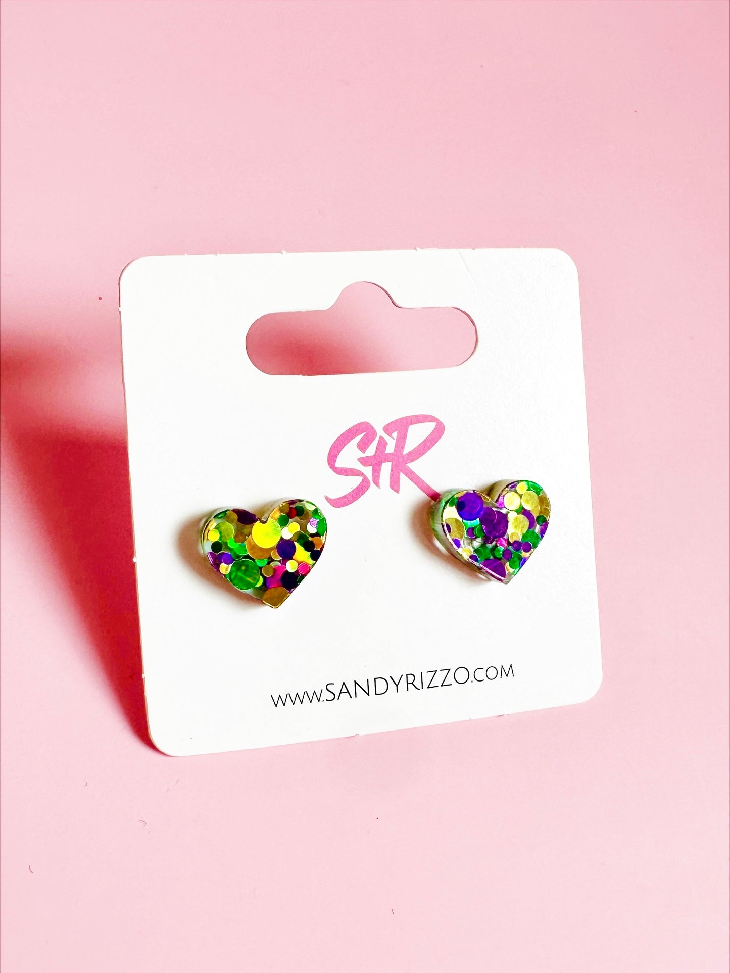 Mardi Gras Petite Heart Stud