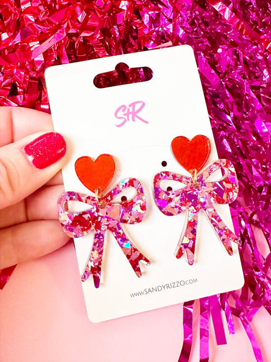 Pink Confetti Small Bow Dangle