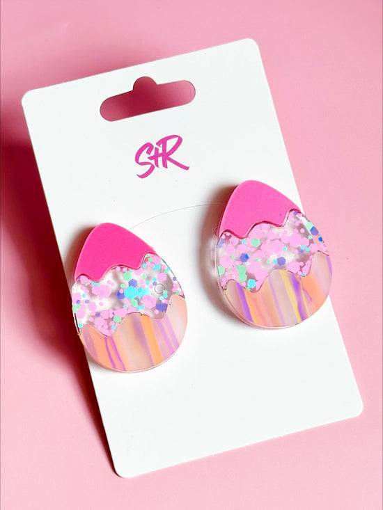 Pink-Layered Easter Egg Stud