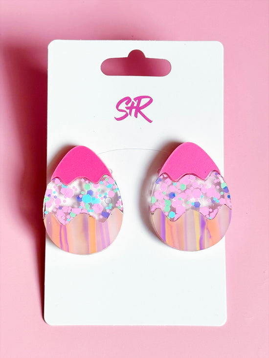 Pink-Layered Easter Egg Stud