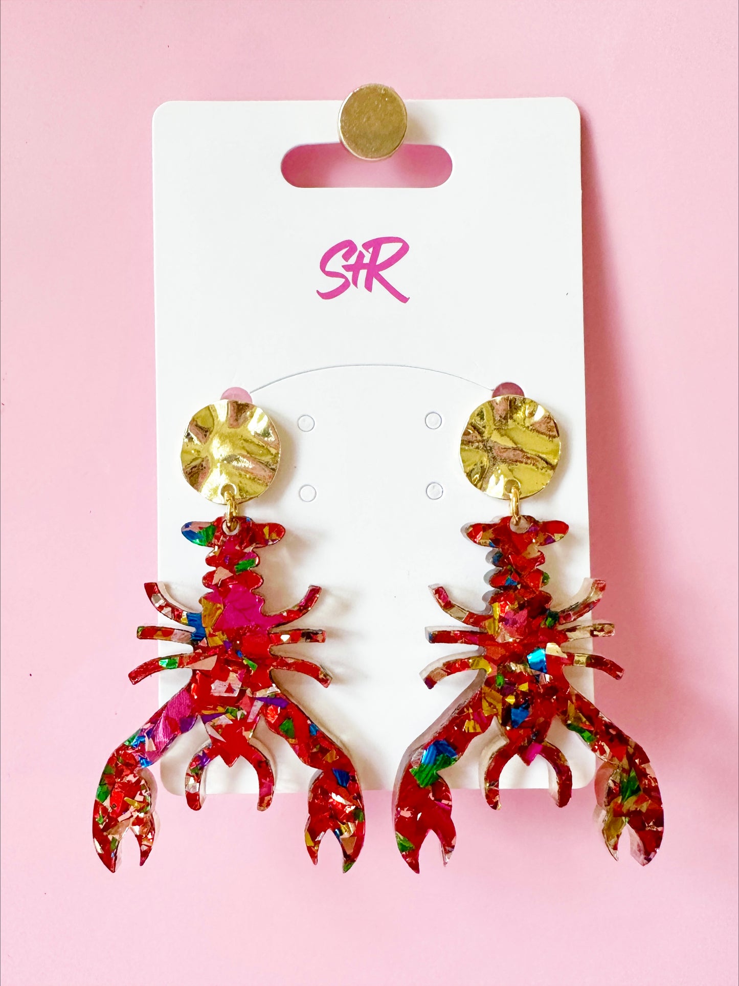 Red Confetti Crawfish Dangle