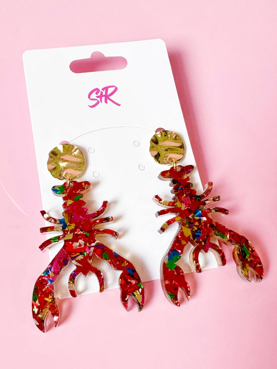 Red Confetti Crawfish Dangle