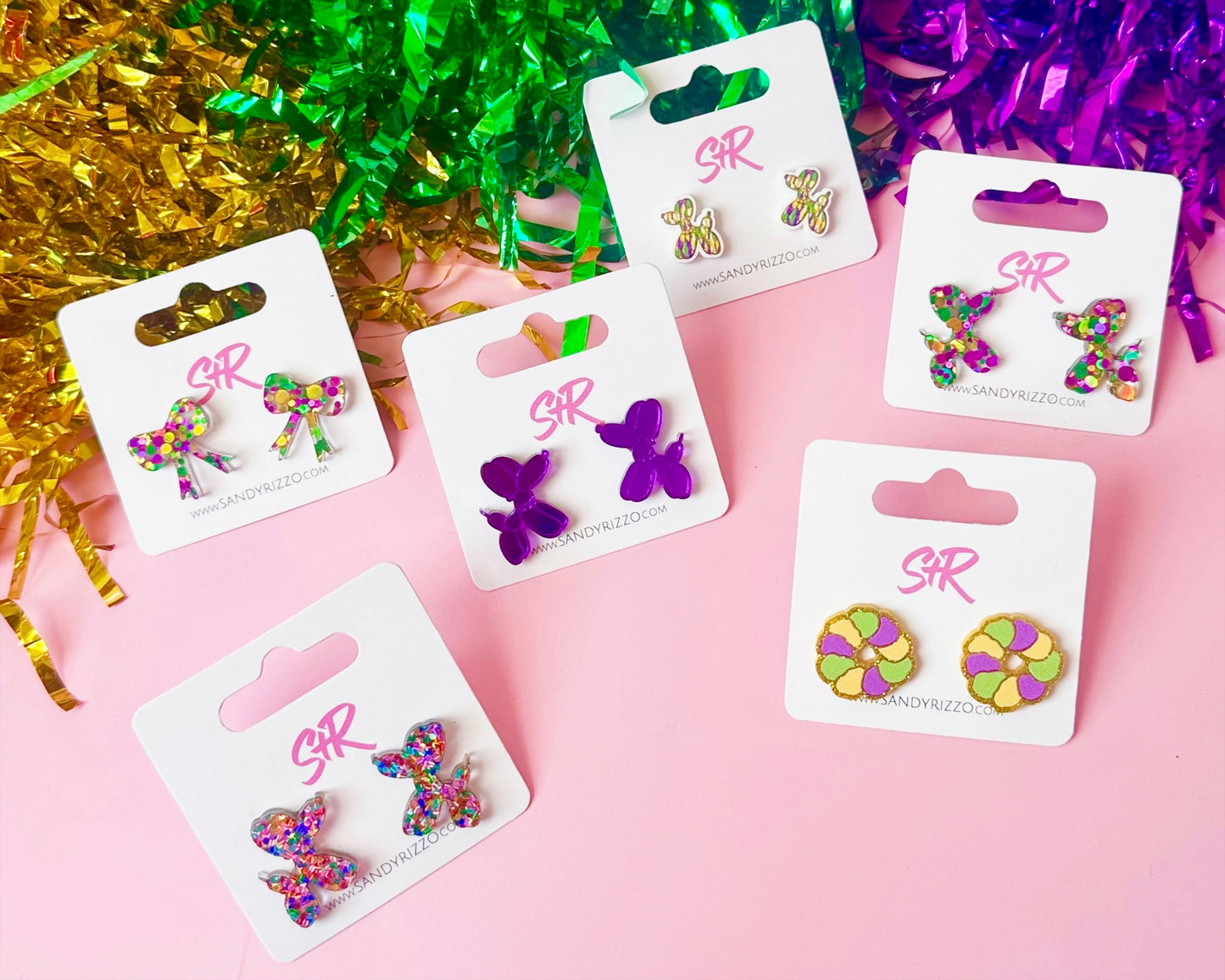 Mardi Gras Bow Stud