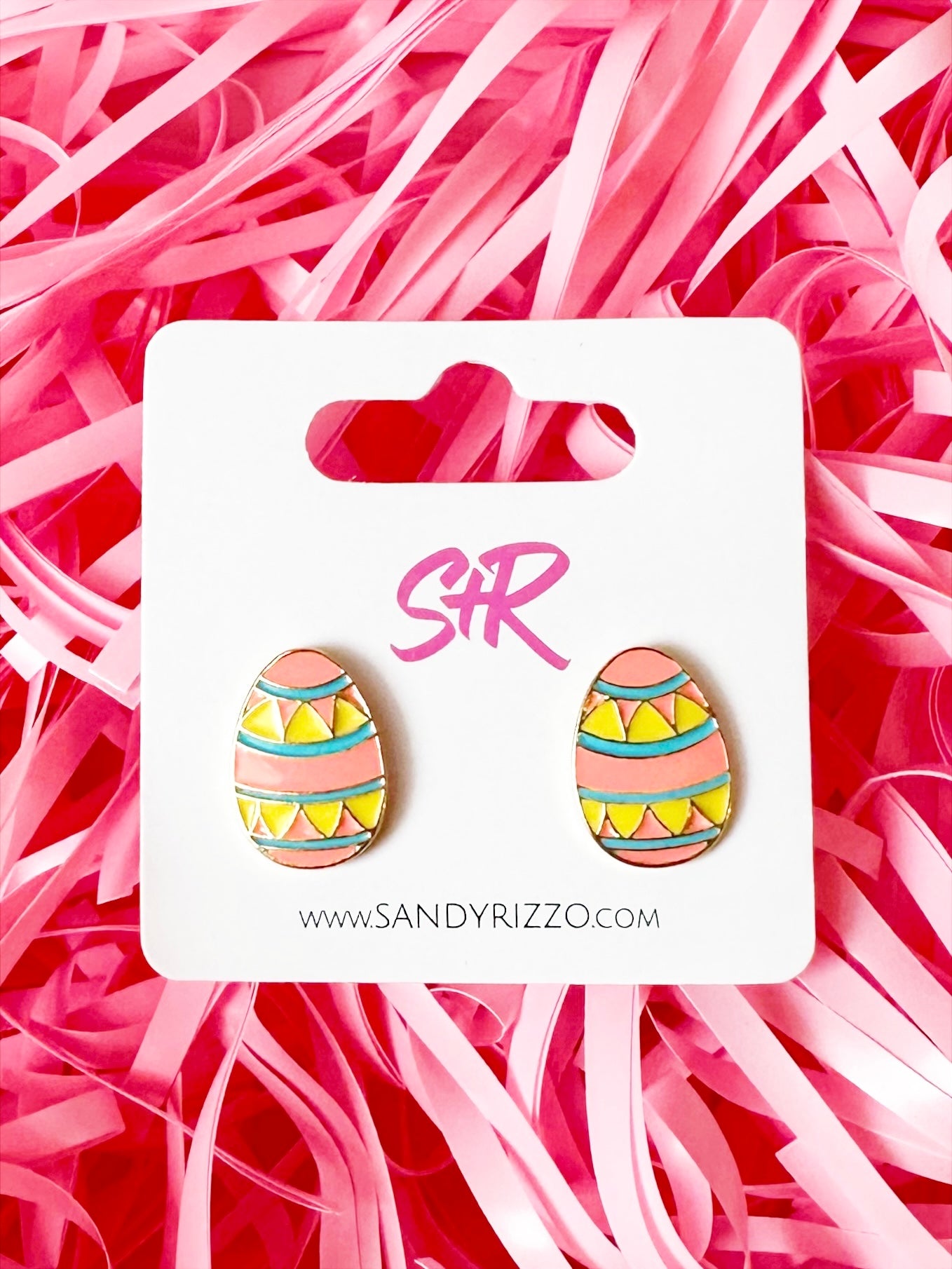 Pink Enamel Easter Egg Stud