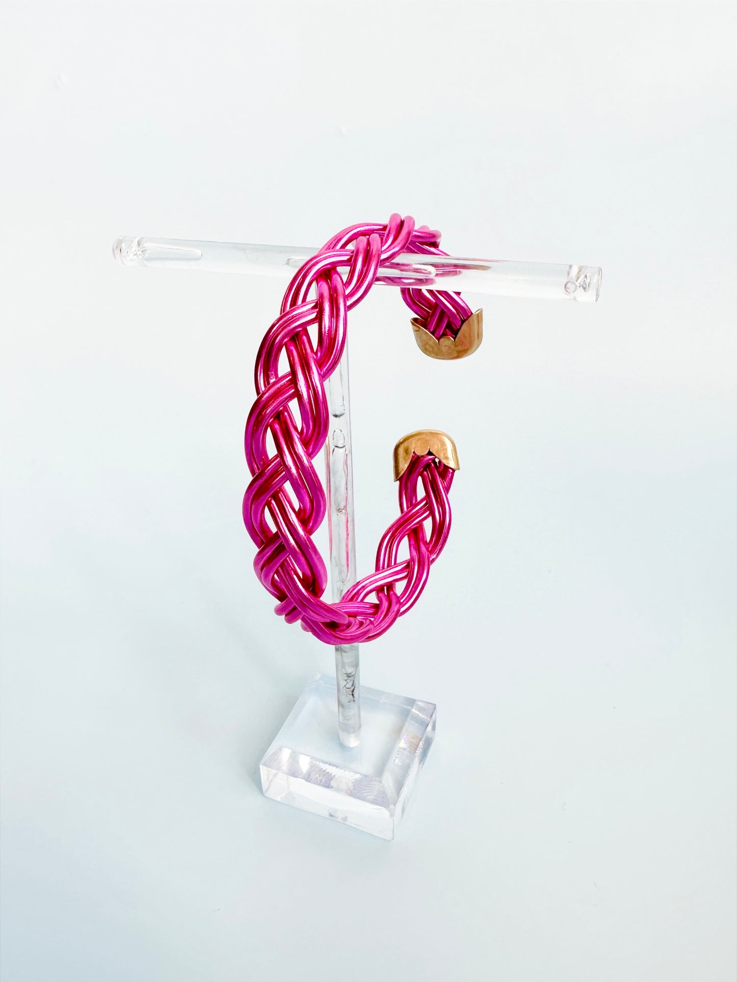 Pink Metal Braided Cuff