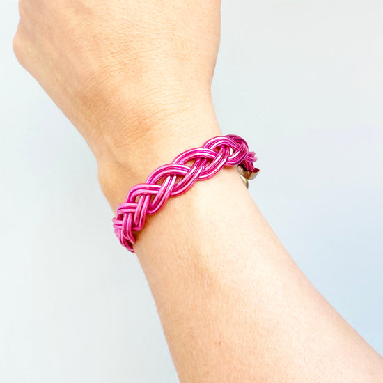 Pink Metal Braided Cuff