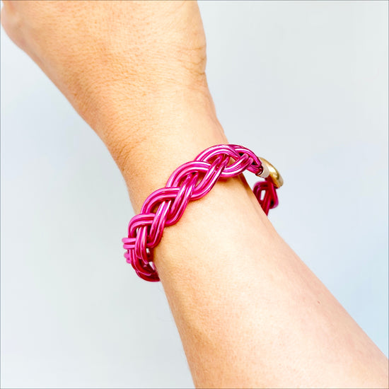 Pink Metal Braided Cuff