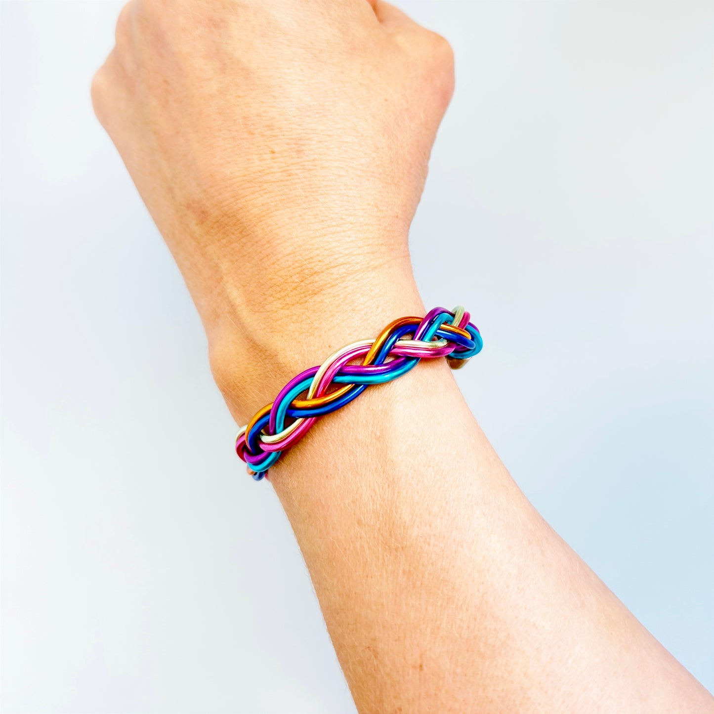 Multicolor Metal Braided Cuff