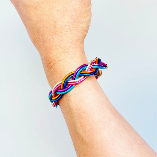 Multicolor Metal Braided Cuff