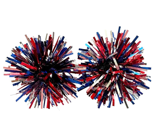 Red, Silver and Blue Party Pom Stud