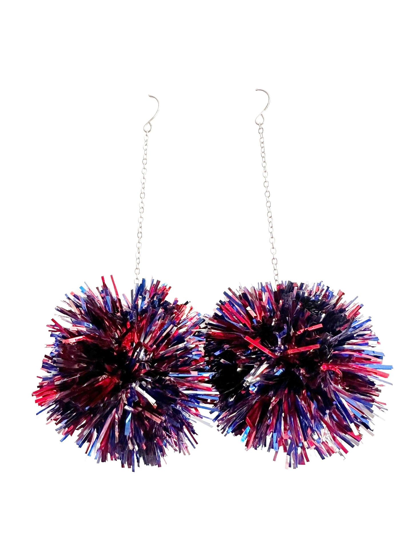 Red, Silver, and Blue Pom Dangle