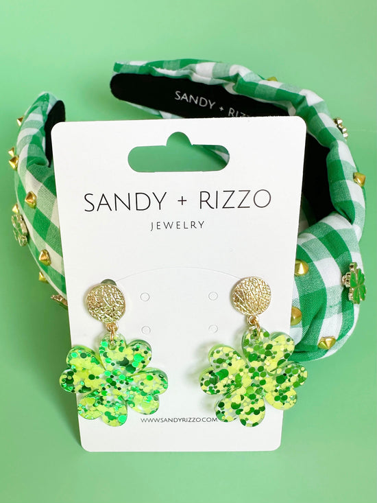 Green Glitter Shamrock Dangle