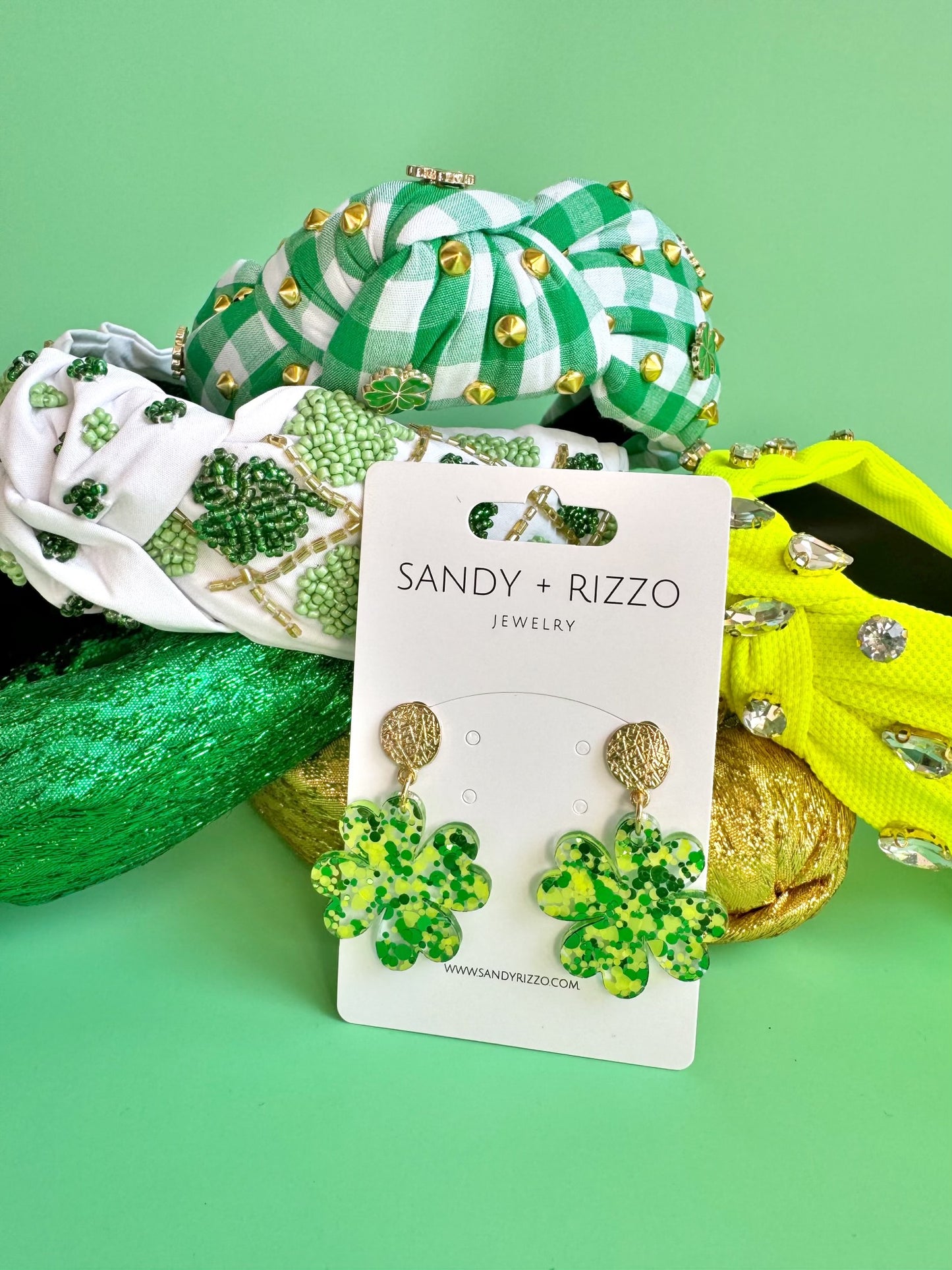 Green Glitter Shamrock Dangle