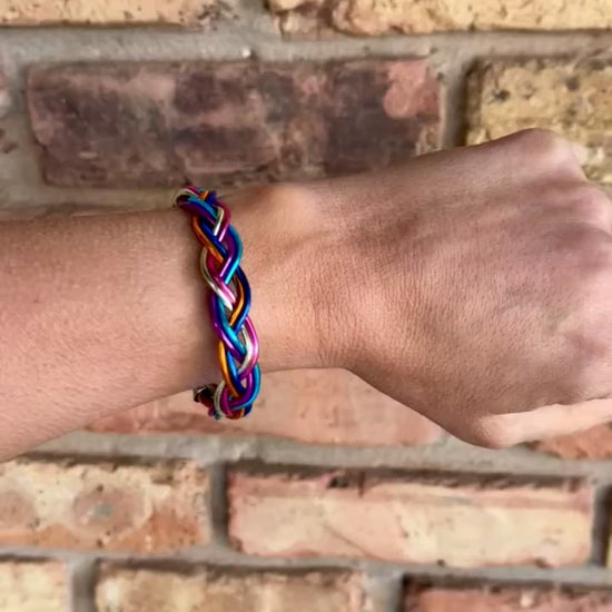 Load and play video in Gallery viewer, Multicolor Metal Braided Cuff
